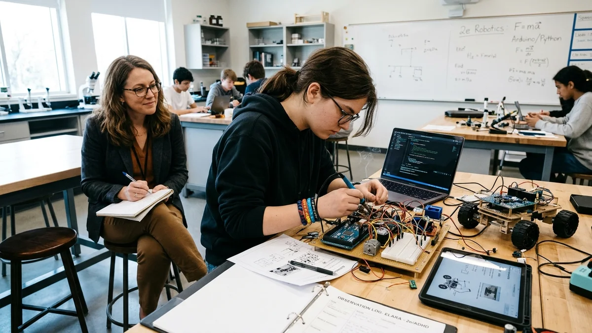 Irvine Unified School District school building and special education classroom testing environment